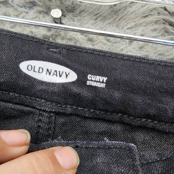 Old Navy Jeans Womens 18 Petite Black Stretch High Rise Curvy Straight - Picture 4 of 13